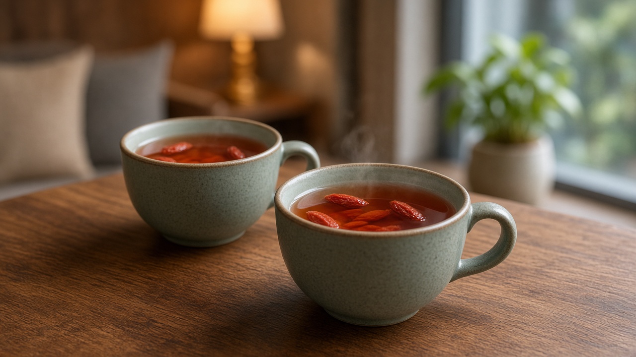 待客用的兩杯枸杞茶