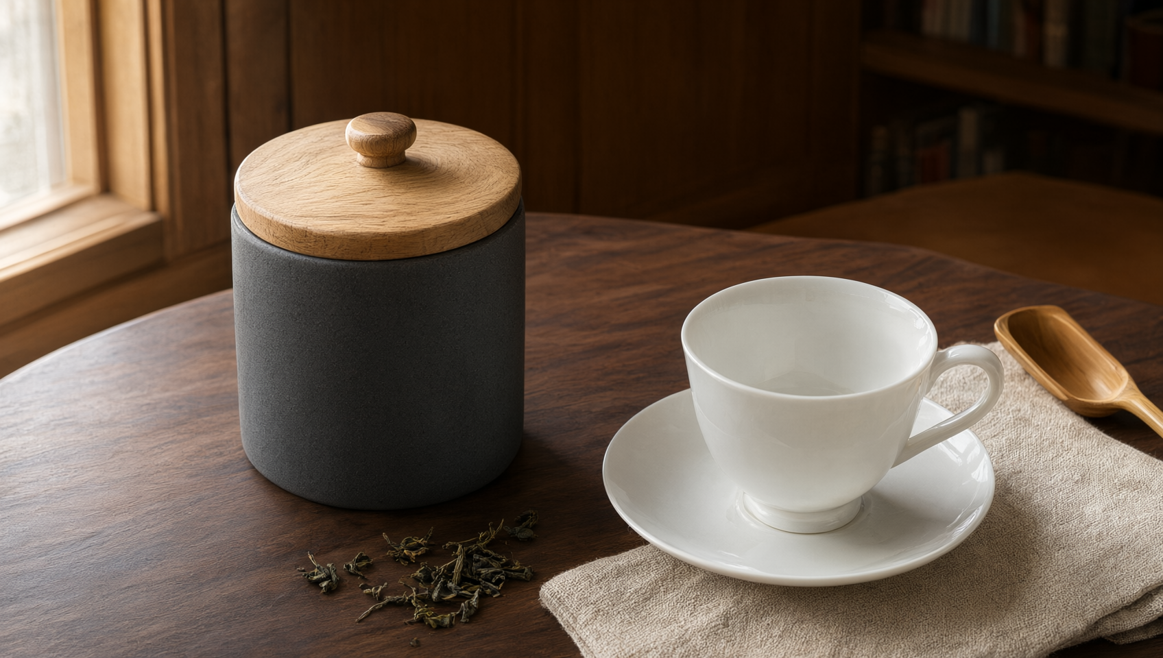 合上茶罐與空杯